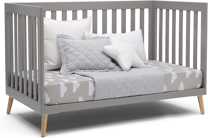 Delta Children Essex 4-in-1 Baby Crib & Mattress, Grey/Natural