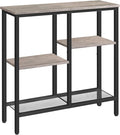 HOOBRO Narrow Console Table, Sofa Table, 4-Tier Industrial Entryway Table with Metal Mesh Shelf, Hallway Table with Adjustable Feet, for Entryway, Living Room, Hallway, Greige and Black BG79XG01