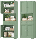 HIFIT Tall Bathroom Storage Cabinet with Drawer, Modern Linen Cabinet,Green | 67"H Tall Storage Cabinet with Doors & Shelves, Freestanding Kitchen Pantry for Bathroom, Dining Room, Laundry, Narrow Corner