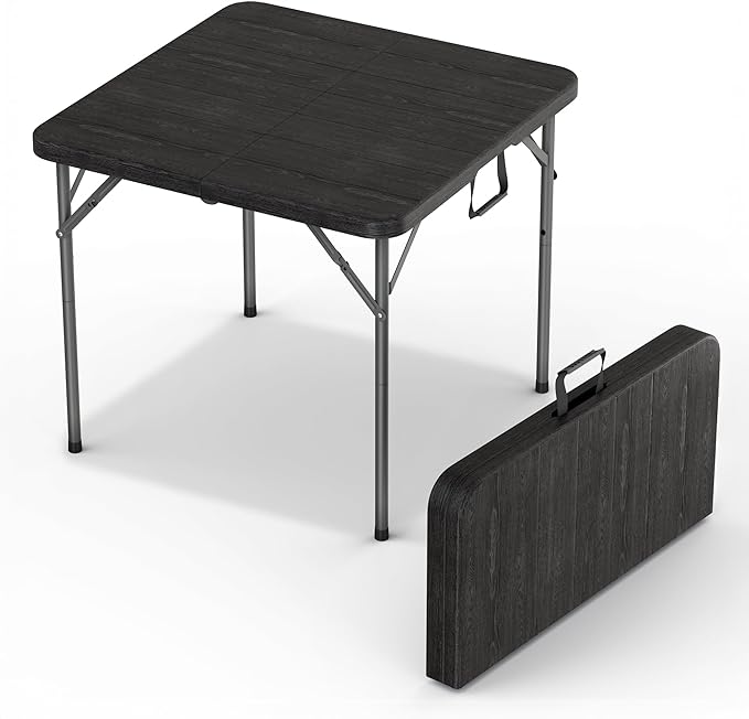 2 PACK of 34" Square Foldable Table with Built in Handle & Steel Legs | Heavy Duty Portable | Perfect for Party, Dining, Wedding, Events, Picnic Indoor, Outdoor, Camping, Utility, Temporary