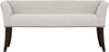 Madison Park Accent Bench for Living Room, Upholstered with Nailhead Trim, & Padded Seat Entryway Bench Small, End of Bed Bench with Back, 49.5" W x 19.25" D x 23" H, White Cream