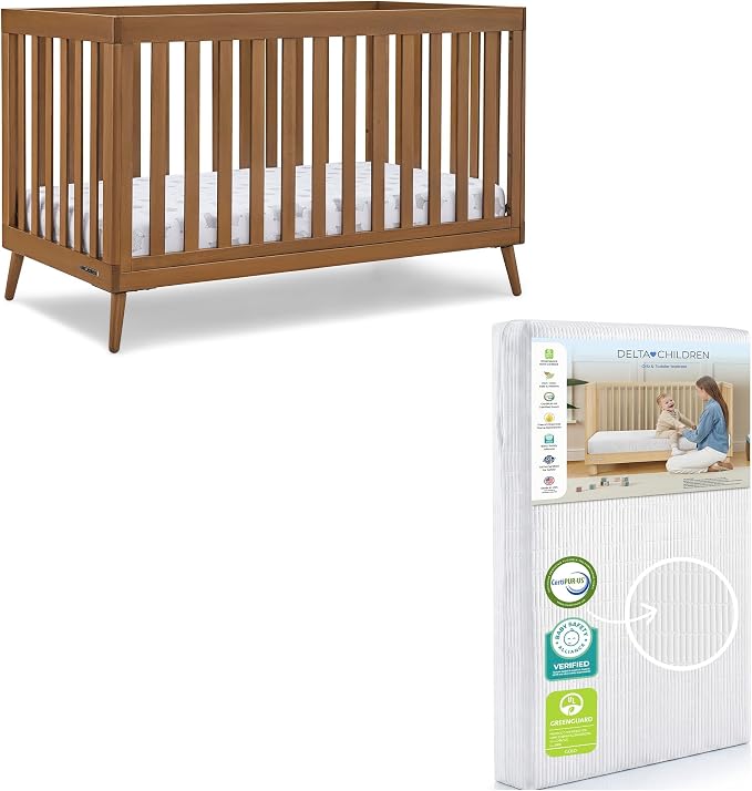 Delta Children Essex 4-in-1 Baby Crib & Mattress, Chestnut