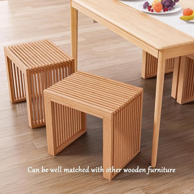 APRTAT Bamboo Dining Bench 17 Inch Indoor Wooden Shoe Benches for Entryway