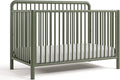 Storkcraft Porto 5-in-1 Convertible Crib with Toddler Guardrail, Olive