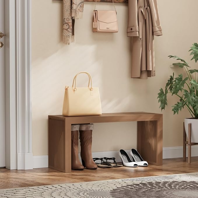 APRTAT Bamboo Dining Bench 35 Inch Indoor Wooden Shoe Benches for Entryway