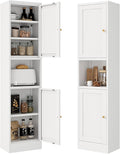 Bevivog Tall Slim Pantry Cabinet for Small Space, 67" Metal Narrow Storage Cabinets with Hutch and 3 Adjustable Shelves, Freestanding Tall Slim Bathroom Storage Cabinet, 15.7" Skinny Pantry Cabinets