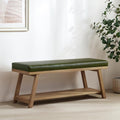 45" Entryway Bench Upholstered Storage Bench for Bedroom(PU-Green)