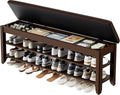 Homleke 47.2" Wide Solid Wood Shoe Rack Bench with Flip-Top Storage