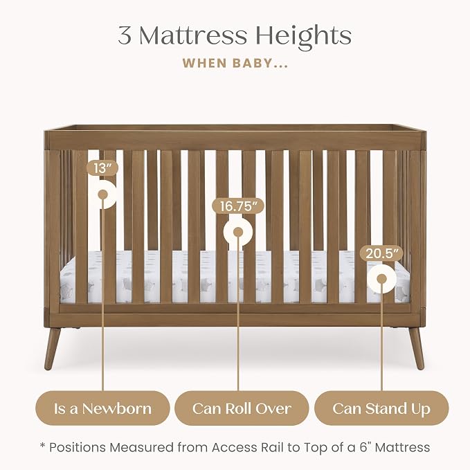 Delta Children Essex 4-in-1 Baby Crib & Mattress, Chestnut