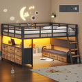 Dnxao Full Size Low Loft Bed with Desk and 9 Storage Drawers, Rustic Brown