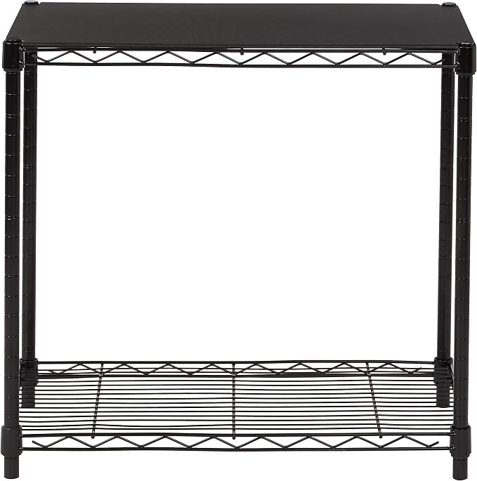 Amazon Basics 2-Shelf Stackable Storage, 13.3" D x 23.2" W x 22.2" H, Black