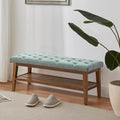 HUIMO Upholstered Entryway Shoe Bench, Button Tufted End of Bed Bench, Teal