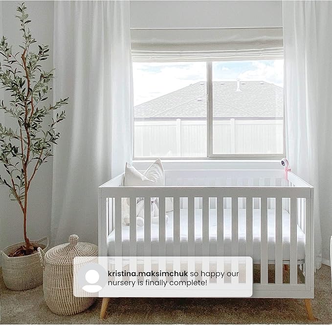 Delta Children Essex 4-in-1 Convertible Baby Crib, Bianca White with Natural Legs