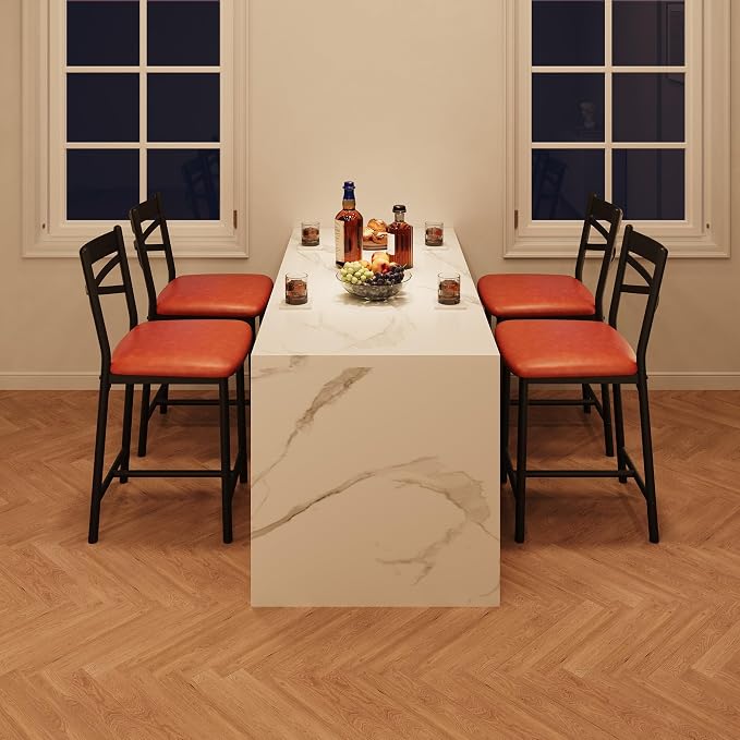 Garvee 26'' Bar Stools Set of 4, Counter Stools with Back & Thick Cushion