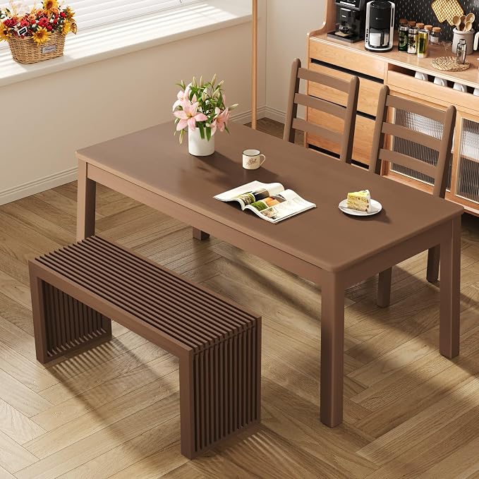 APRTAT Bamboo Dining Bench 35 Inch Indoor Wooden Shoe Benches for Entryway