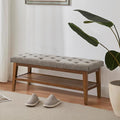 HUIMO Upholstered Entryway Shoe Bench, Button Tufted End of Bed Bench,Brown