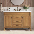 48 Inch Bathroom Vanity with Sink Combo, Light Walnut | Classic Cabinet with Countertop & Backsplash, Solid Wood Frame with Soft Closing Doors & 3 Dovetail Drawers, Ceramic Sink