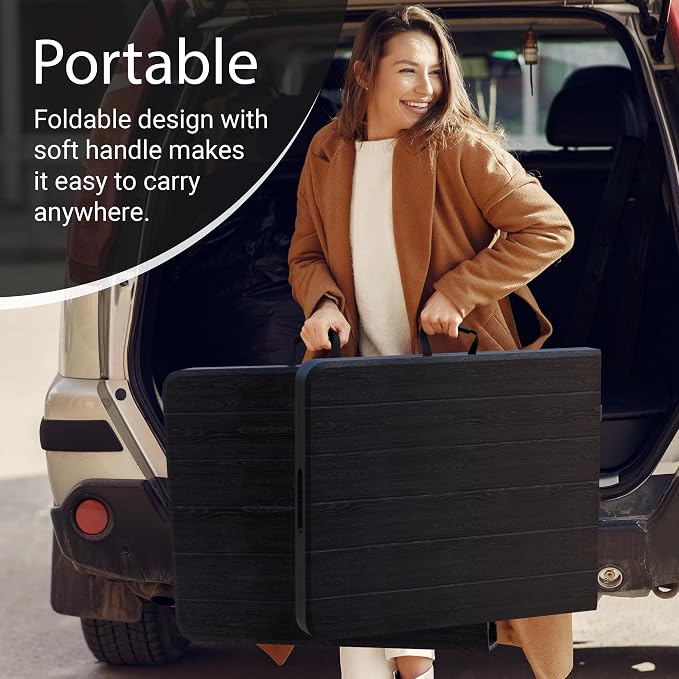 2 PACK of 6 Feet Foldable Table with Built in Handle & Steel Legs | 6FT Heavy Duty Folding Portable | Perfect for Party, Dining, Wedding, Events, Picnic Indoor Outdoor Camping Utility Folding - 6 Foot