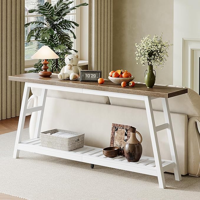 ChooChoo 70.9 Inch Long Console Tables for Entryway, Hallway Table, 2-Tier