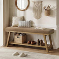 Zihanhome 45" Entryway Bench Upholstered Storage Bench for Bedroom(Brown)