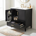 Merax 30" Bathroom Vanity with Undermount Ceramic Sink, Cabinet with Two Door Rack Shelves and One Drawer, Soft Closing Doors, Black