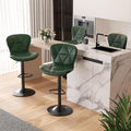 Nalupatio Modern Bar Stools Set of 4, Adjustable Faux Leather Upholstered Swivel Bar Stools, Counter Bar Chairs with Back for Kitchen Island, Green