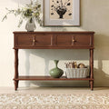 ARTPOWER 47" Mid-Century Console Table, 2 Drawers and Open Shelf, Brown