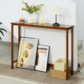 Bamboo Narrow Console Table, 39.4"(L) Wood Small Entryway Table, Accent Slim Hallway Tables, Thin Sofa Side Tables for Hallway, Living Room, Bedroom, Foyer, Walnut