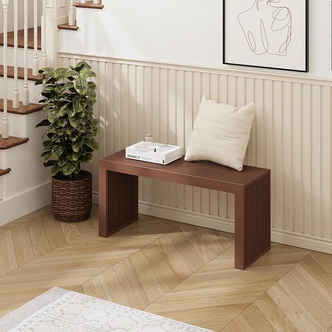APRTAT Bamboo Dining Bench 35 Inch Indoor Wooden Shoe Benches for Entryway