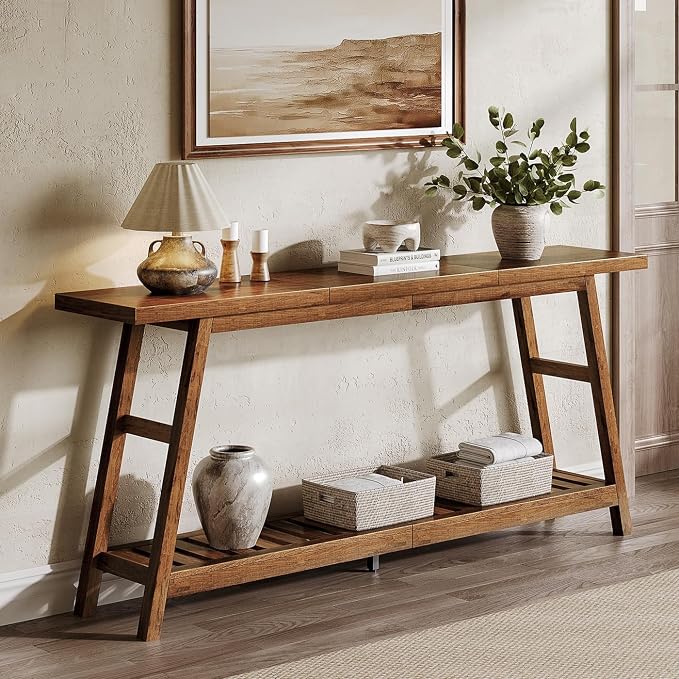 ChooChoo 70.9 Inch Long Console Tables for Entryway, Hallway Table, 2-Tier