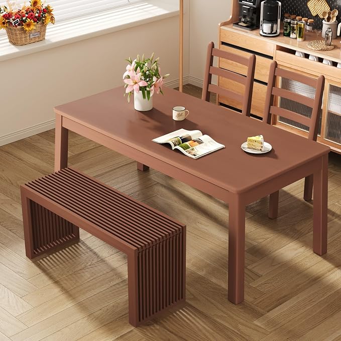 APRTAT Bamboo Dining Bench 35 Inch Indoor Wooden Shoe Benches for Entryway