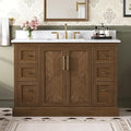 48 Inch Bathroom Vanity with Sink, Solid Wood, Walnut | Fully Assembled Freestanding Bathroom Vanity, Soft Close Parquet Doors & Dovetail Drawers, Vanity for Bathroom Renovation