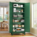 GAIOUS 75.2" Tall Kitchen Food Pantry, Metal Pantry Cabinet with 2 Door | and 5 Adjustable Shelves, Green Laundry Room Cabinets, Freestanding Pantry for Kitchen, Study Room, Dining Room and Entryway