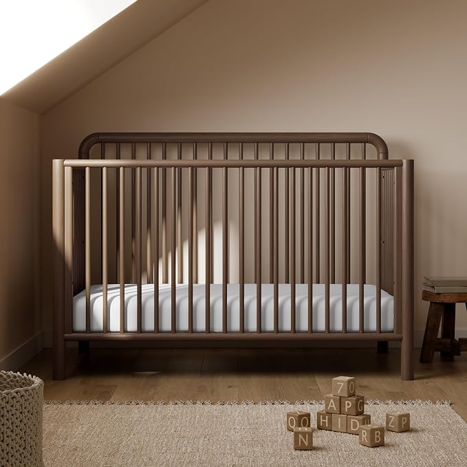 Storkcraft Porto 5-in-1 Convertible Crib with Toddler Guardrail, Hazelnut