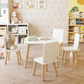 Kids Table and Chairs Set, 5 Pieces Toddler Table and Chair Set, Kids' Table & 4 Chair Sets, Kid Play Table for Daycare, Classroom, Home (White)