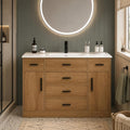 LUMISOL 48 Inch Bathroom Vanity with Sink, Freestanding Bathroom Vanity with Resin Sink, Tip-Out Drawer, Storage Drawers and 2 Soft-Closing Doors, Light Oak