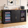 GDLF 70.1" Coffee Bar Cabinet with Fridge Space, Fluted Sideboard,Black