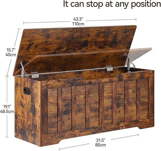 VANKILEY 43.3" Storage Chest Extra Large, Storage Bench.(Rustic Brown)