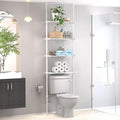 Home Zone Living Over-the-Toilet Organizer Bathroom Storage Organizer | Tension-Mounted Design with Adjustable 4-Tier Shelves, for Ceilings 91" to 114" High, White