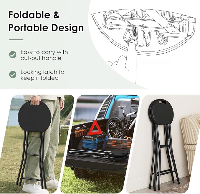Goplus 3 Pack Folding Stool 27.5" Counter Height Backless Bar Chair