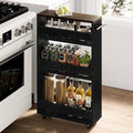 Yoobure Rolling Slim Storage Cart - Narrow Cart on Wheels, Slide Out Utility Carts, Organizer Trolley with Handle & Flip Top for Kitchen, Laundry