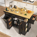 St.Mandyu 69" Large Kitchen Island on Wheels, Kitchen Rolling Island Cart with Trash Storage Cabinet, Power Outlet, 3-Tier Pull-Out Storage Trays, Drop Leaf, Mobile Island Table for Kitchen, Black