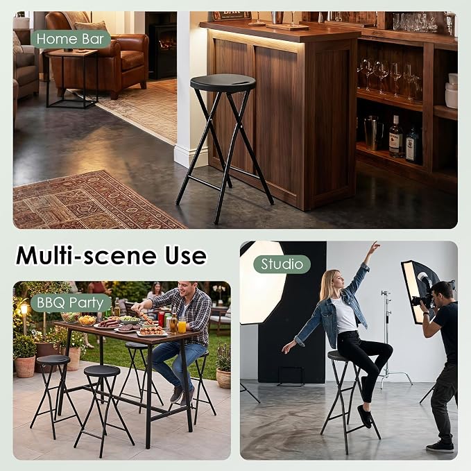 Goplus 4 Pack Folding Stool 27.5" Counter Height Backless Bar Chair