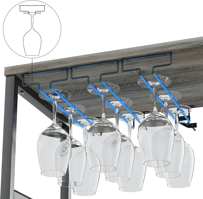IDEALHOUSE Wine Bar Rack Cabinet with LED Lights, Small Coffee Bar Cabinet