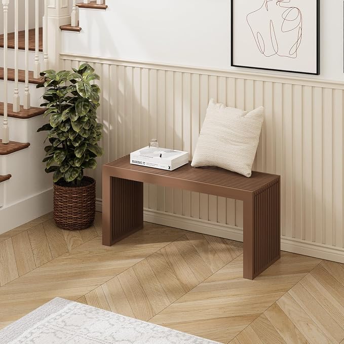 APRTAT Bamboo Dining Bench 35 Inch Indoor Wooden Shoe Benches for Entryway