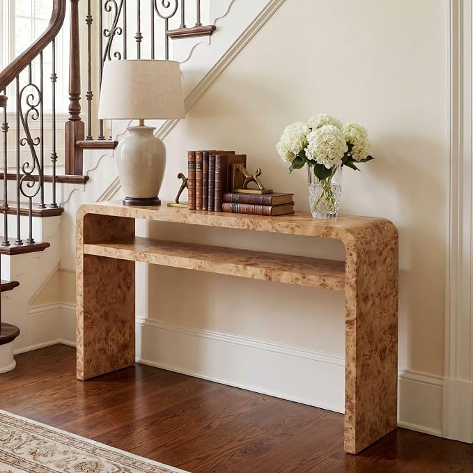 Hyfirm Burl Wood Style Console Table for Entryway, Sofa Table Behind Couch