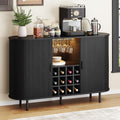 ONBRILL 55" Fluted Wine Bar Cabinet with LED Light Black