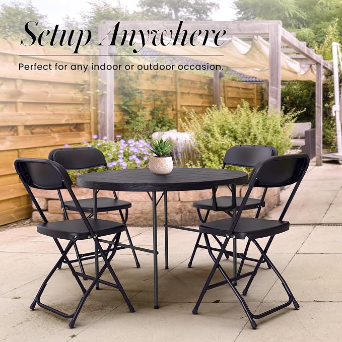 2 PACK of 3.5 Feet Circular Round Foldable Table with Built in Handle & Steel Legs | Heavy Duty Portable | Perfect for Party, Dining, Wedding, Events, Picnic Indoor, Outdoor, Camping, Utility