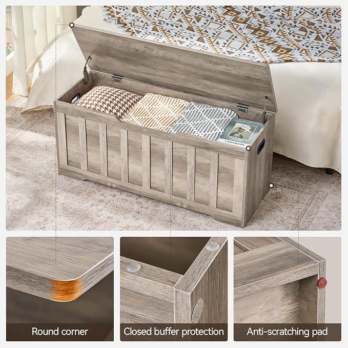 VANKILEY 43.3" Storage Chest Extra Large, Storage Bench.(Greige)