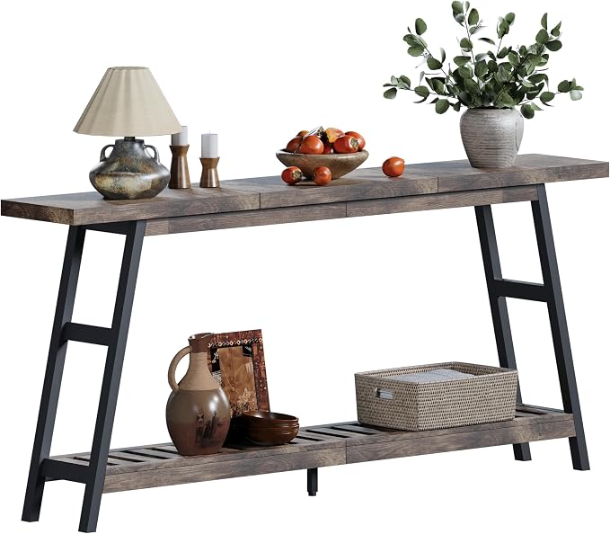 ChooChoo 70.9 Inch Long Console Tables for Entryway, Hallway Table, 2-Tier